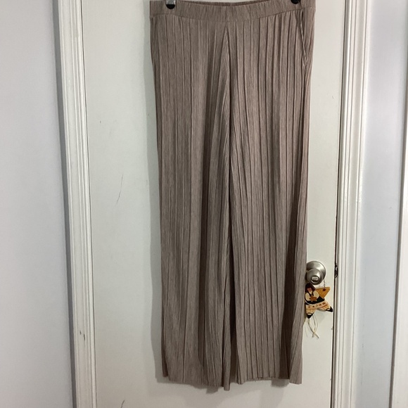 NWT J.JILL XL LIGHT MOCHA HEATHER WIDE LEG PANTS PLEATED - Picture 2 of 9